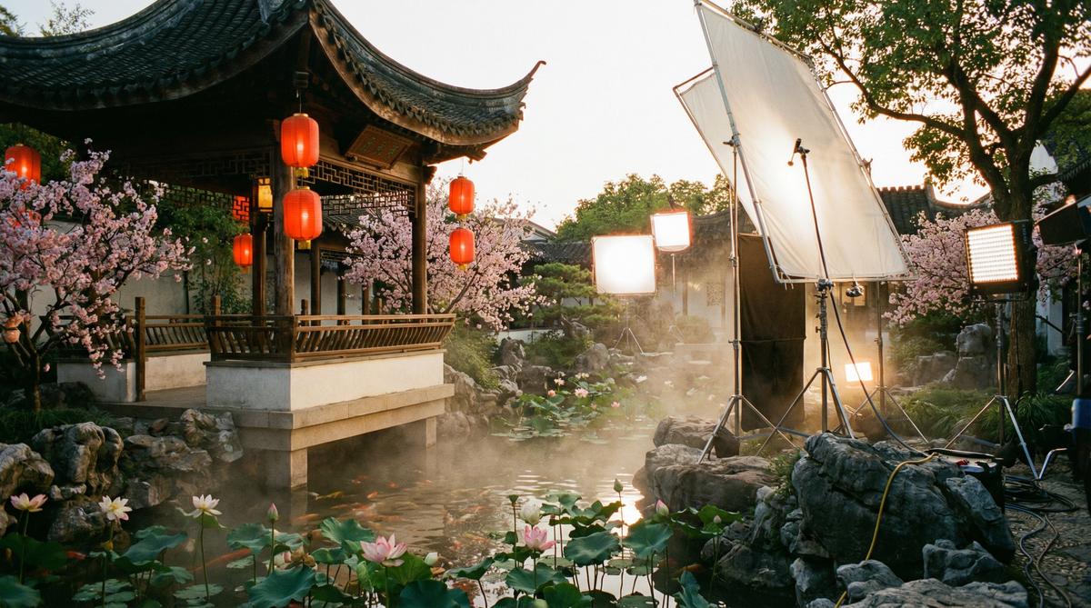 蜜桃传媒古风园林传媒拍摄东方美学影视创作
